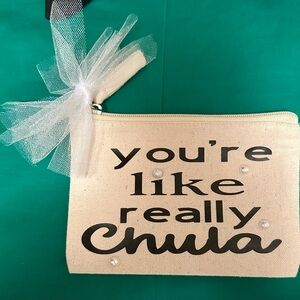 Handmade cosmetic bag with slogan